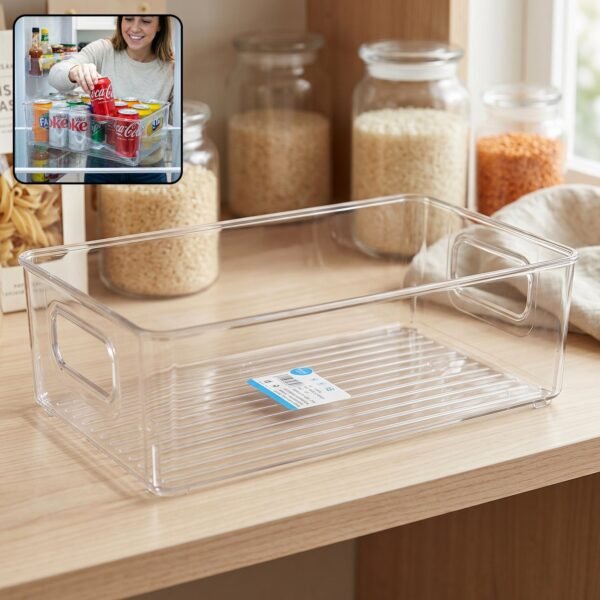 Plastic Storage Box Organizer with Handles – Clear & Space-saving