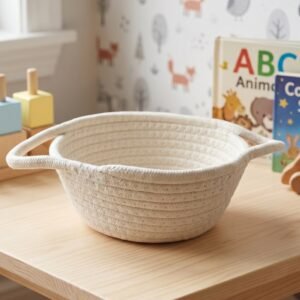 Storage Basket – Handwoven Cotton Rope for Organizing and Decor