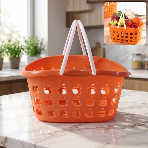 Plastic Storage Basket with Handle – Durable & Lightweight for Home & Shopping