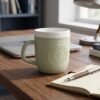Plastic Coffee Mug with Handle – Leather-Textured Reusable Cup