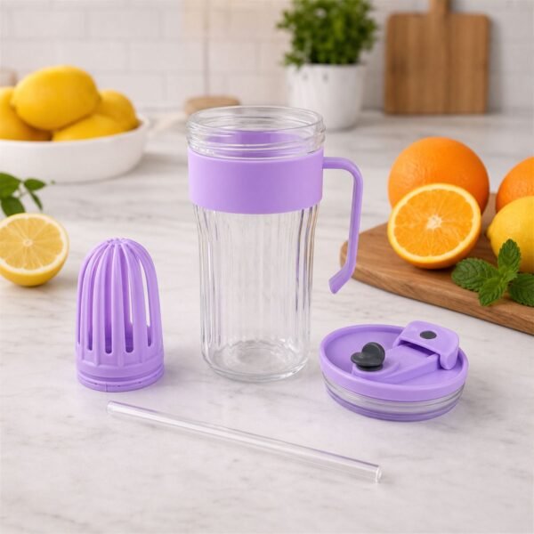 Glass Tumbler – Reusable Cold Beverage Mug with Lid and Straw