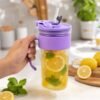 Glass Tumbler – Reusable Cold Beverage Mug with Lid and Straw