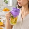 Glass Tumbler – Reusable Cold Beverage Mug with Lid and Straw