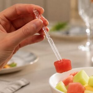 Mini Disposable Plastic Fruit Fork – Elegant Beaded Handle Design