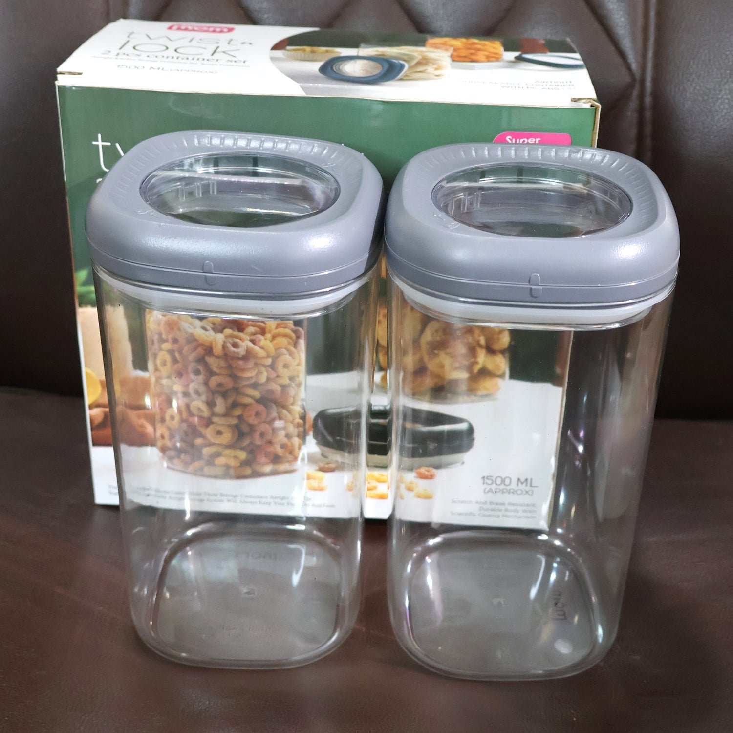 Airtight Kitchen Storage Containers – 2 Pc Set, 1500 ml Each