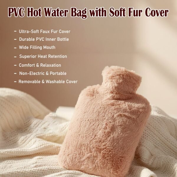 PVC Hot Water Bag – Soft Fur Cover for Pain Relief & Warmth