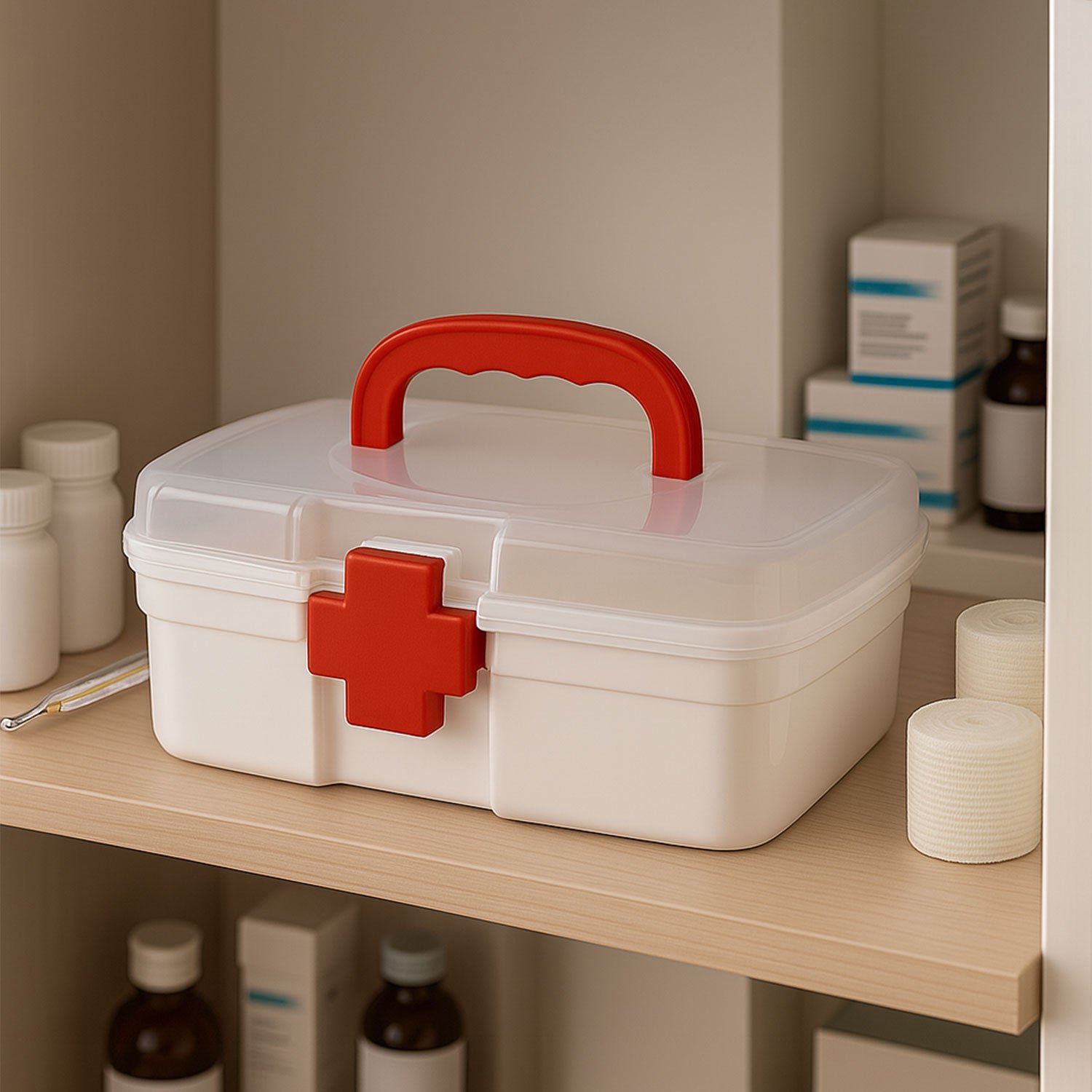 First Aid Box – 3-Compartment Portable Medicine Kit | Organivo