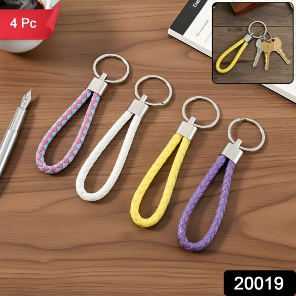 Braided Loop Keychain Set – 4-Piece Stylish Key Organizer for Daily Use