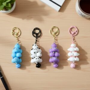 Cloud Keychain with Bell Colorful Cartoon Design