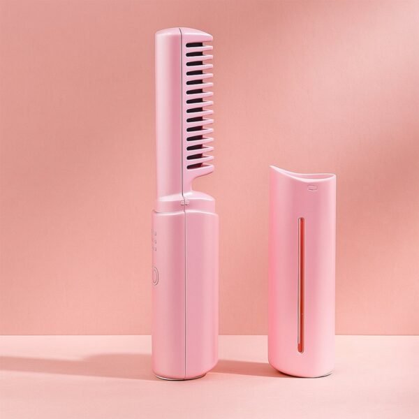 Mini Hair Straightener Brush – Cordless & Rechargeable for Travel