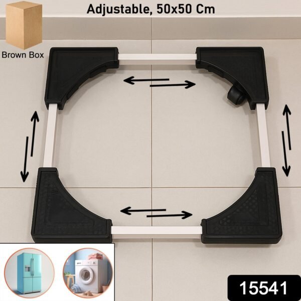 Fridge & Washing Machine Stand Trolley – Adjustable Heavy-Duty 50x50 cm