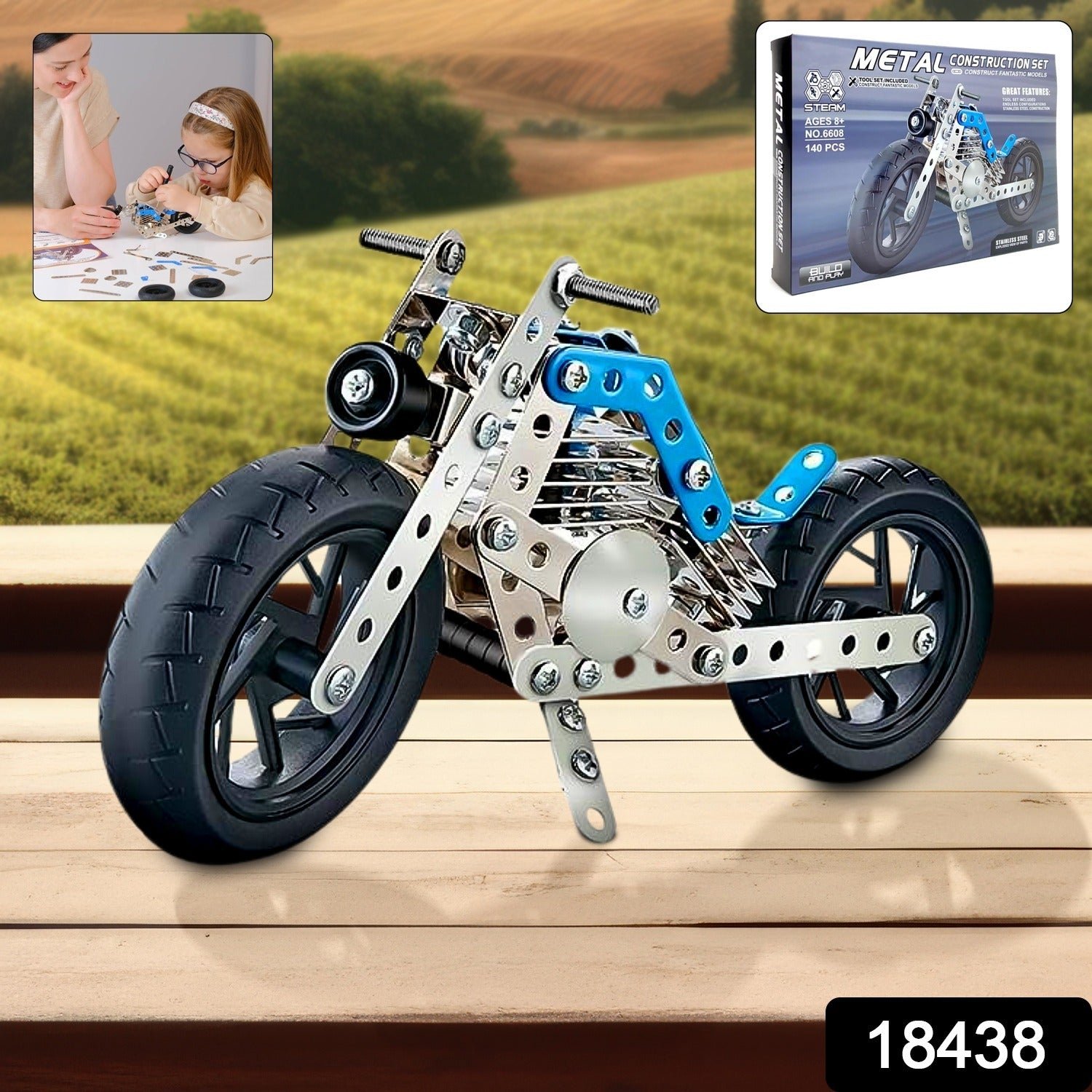 Metal Bike Construction Kit – 140 Part STEM Toy | Little Blocks