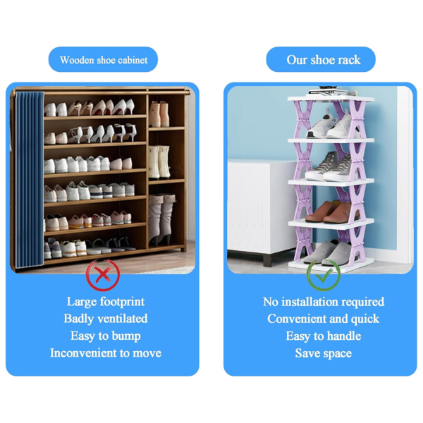 Foldable Shoe Rack 6-Layer – Space-Saving Organizer | Organivo