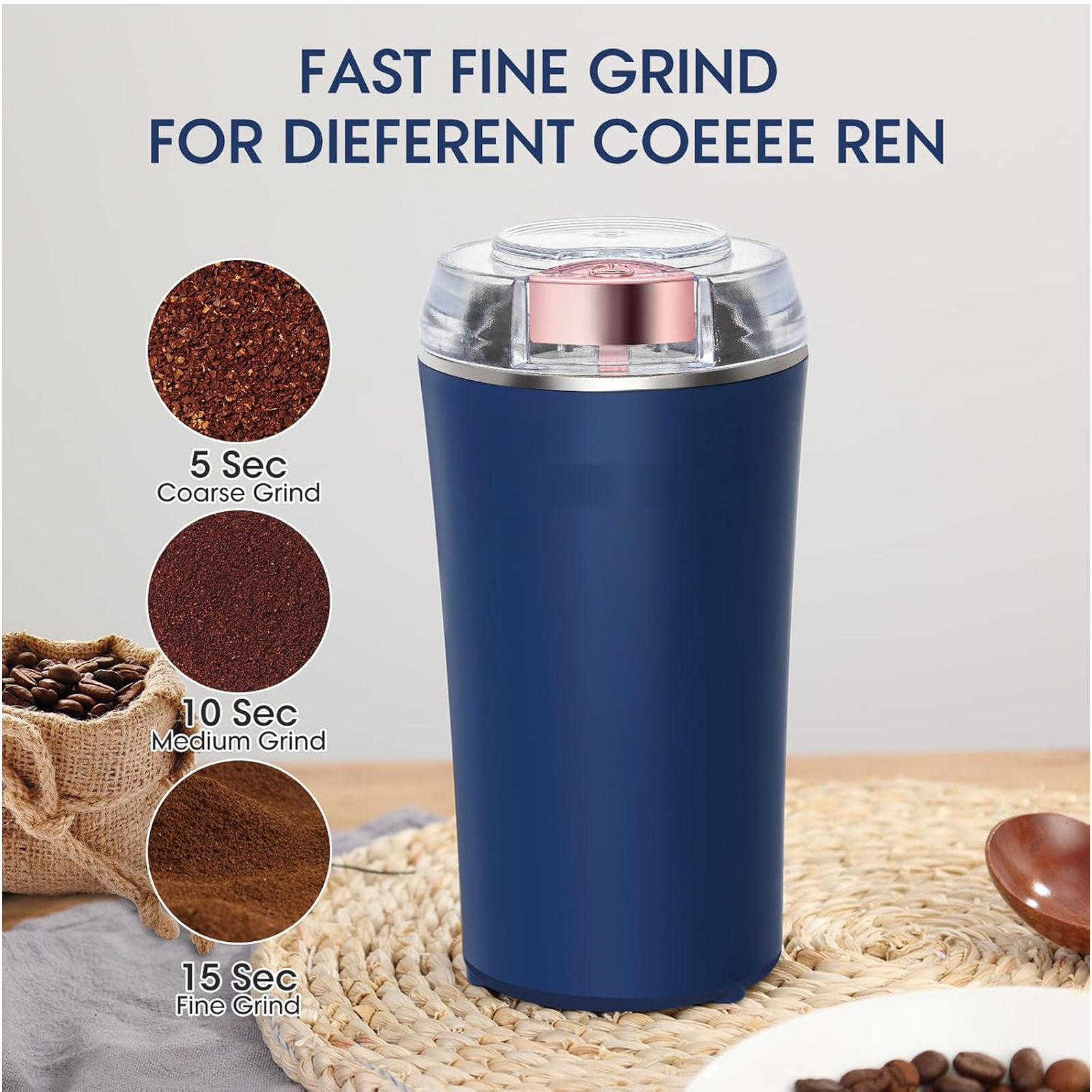 Coffee Grinder Blender – Portable 4-Blade Mini Mixer | Dabster