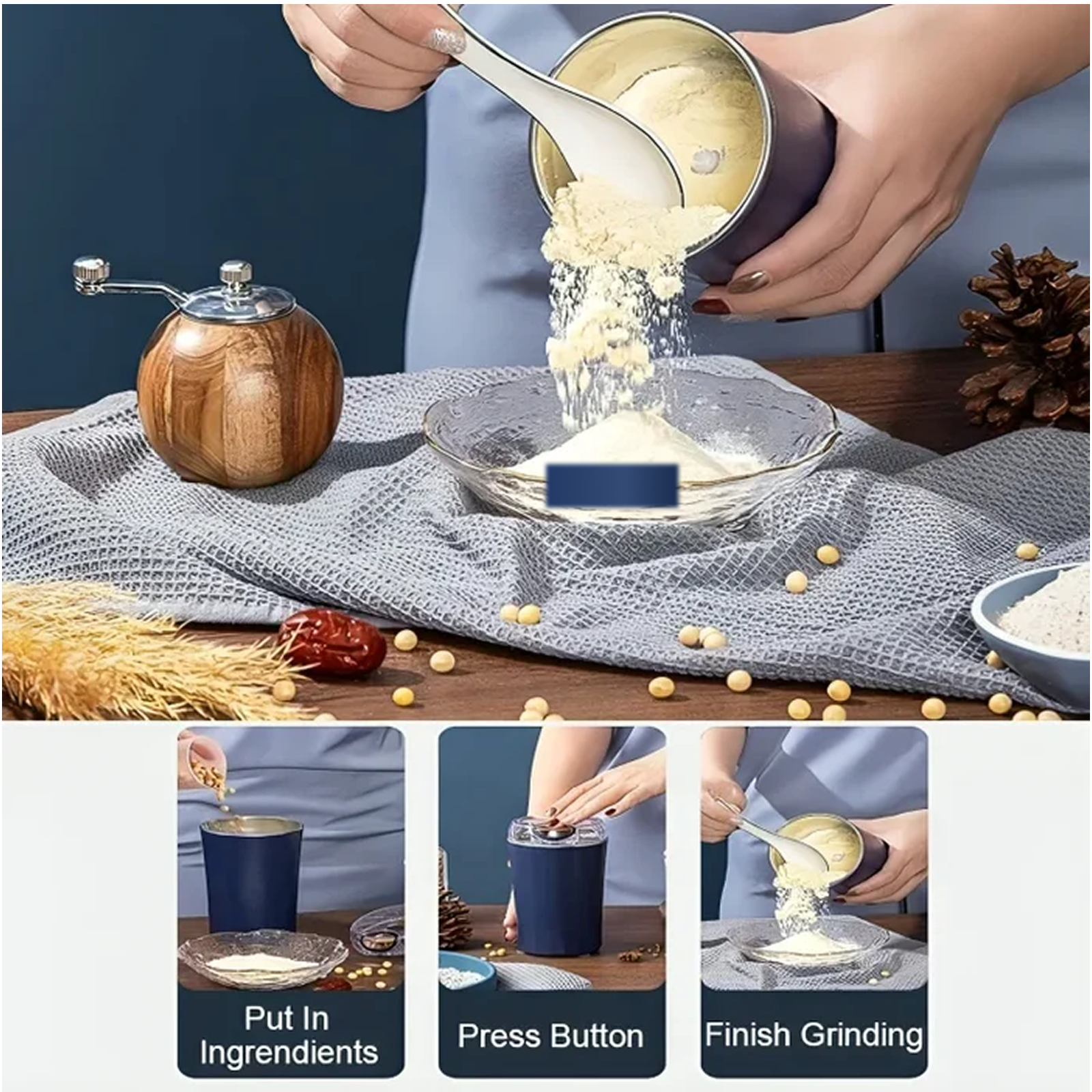 Coffee Grinder Blender – Portable 4-Blade Mini Mixer | Dabster