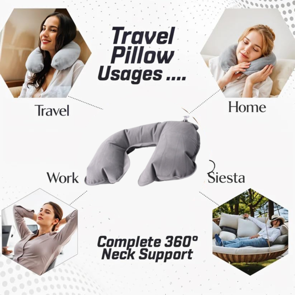 Inflatable U-Shape Travel Pillow – Portable Neck Support