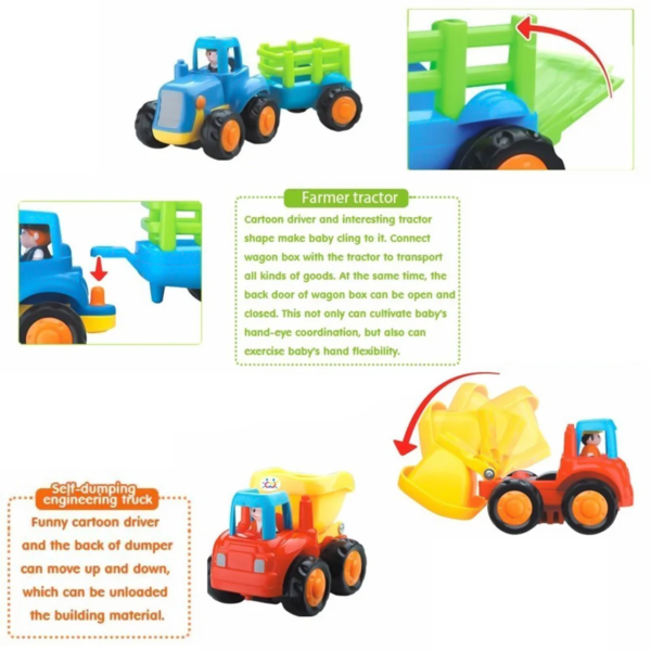 Construction Vehicle Toy Set – 4-Piece Durable Mini Trucks for Kids