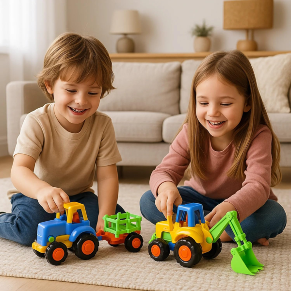 Construction Vehicle Toy Set – 4-Piece Durable Mini Trucks for Kids