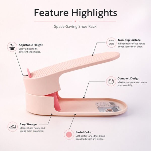 Adjustable Shoe Storage Rack – Space-Saving & Stackable Design
