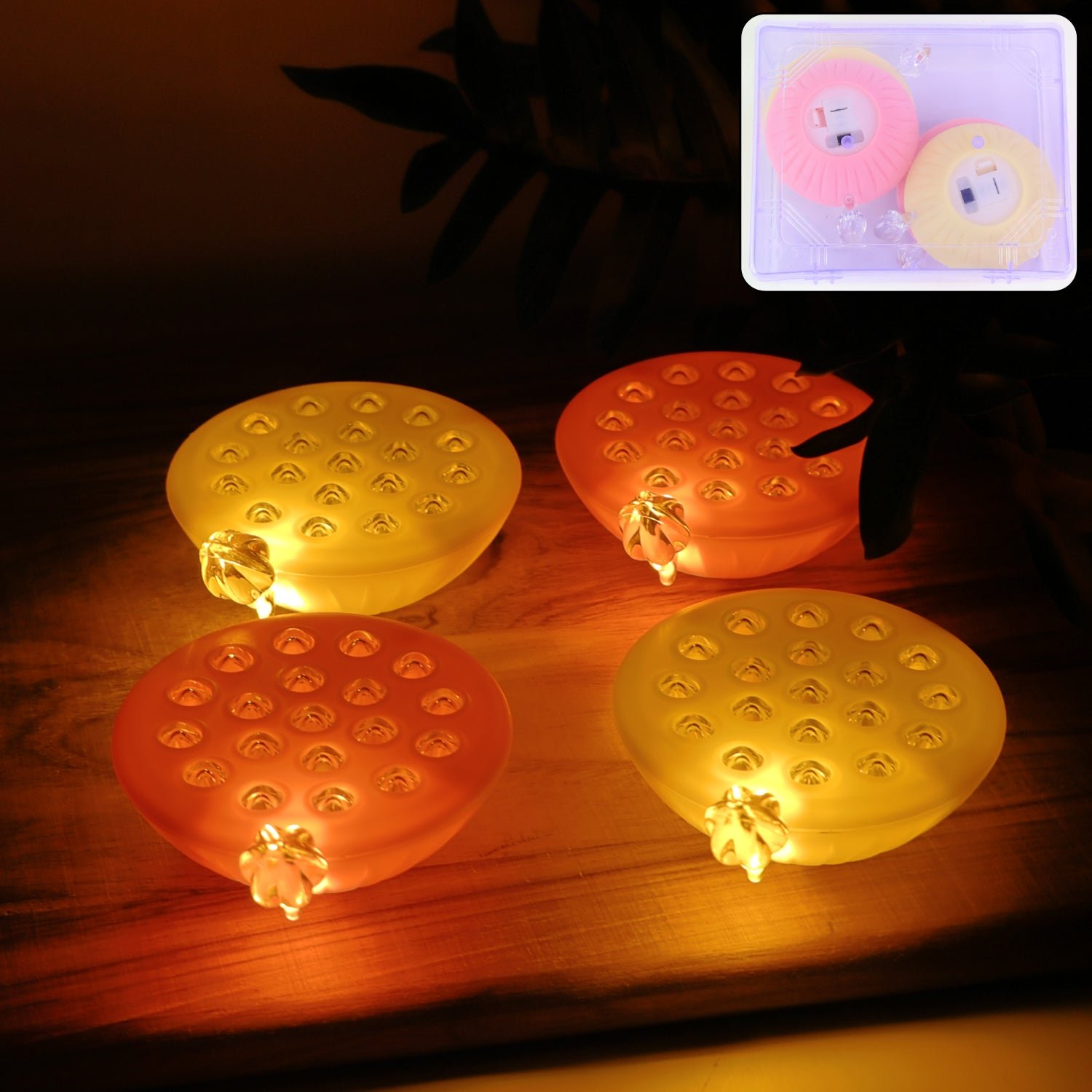 Lotus Canopy LED Decorative Lamps – Set of 4 Multicolor Lights