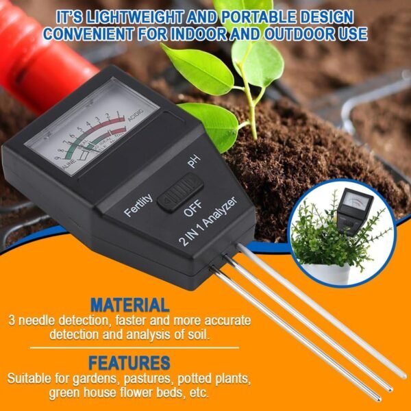 2 in 1 Soil Meter – Accurate pH & Fertility Testing for Gardens