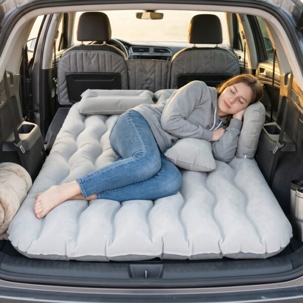 Portable Car Air Mattress – Foldable with Pump & Pillows for Road Trips, Car Sofa