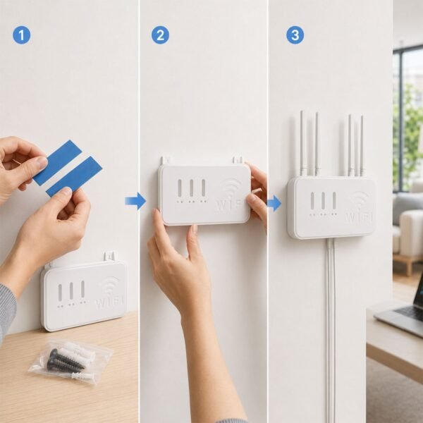 Wall Mount WiFi Router Holder – Space-Saving Cable Management Solution