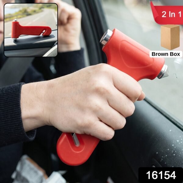 2 in 1 Car Safety Hammer Emergency Window Breaker and Seatbelt Cutter (1 Pc)
