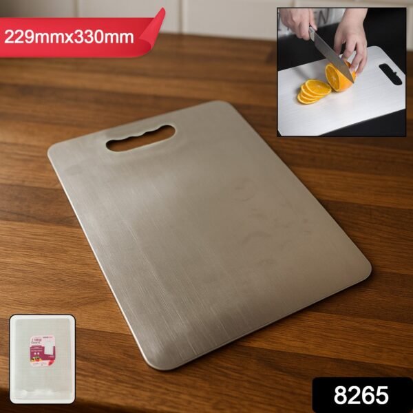 Stainless Steel Cutting Board – Rustproof with Handle 229x330mm
