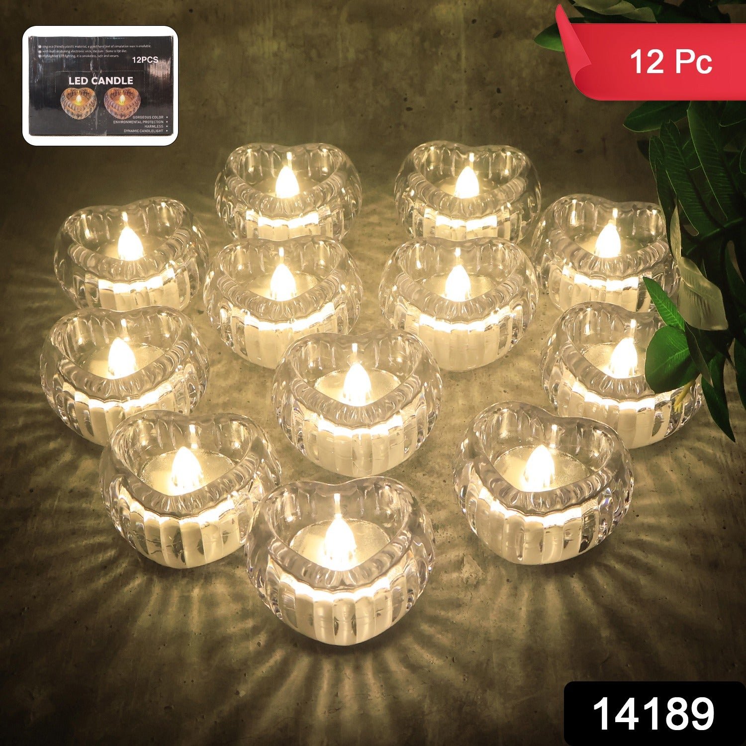 Heart-Shaped LED Flameless Candles – Set of 12 Elegant Lights