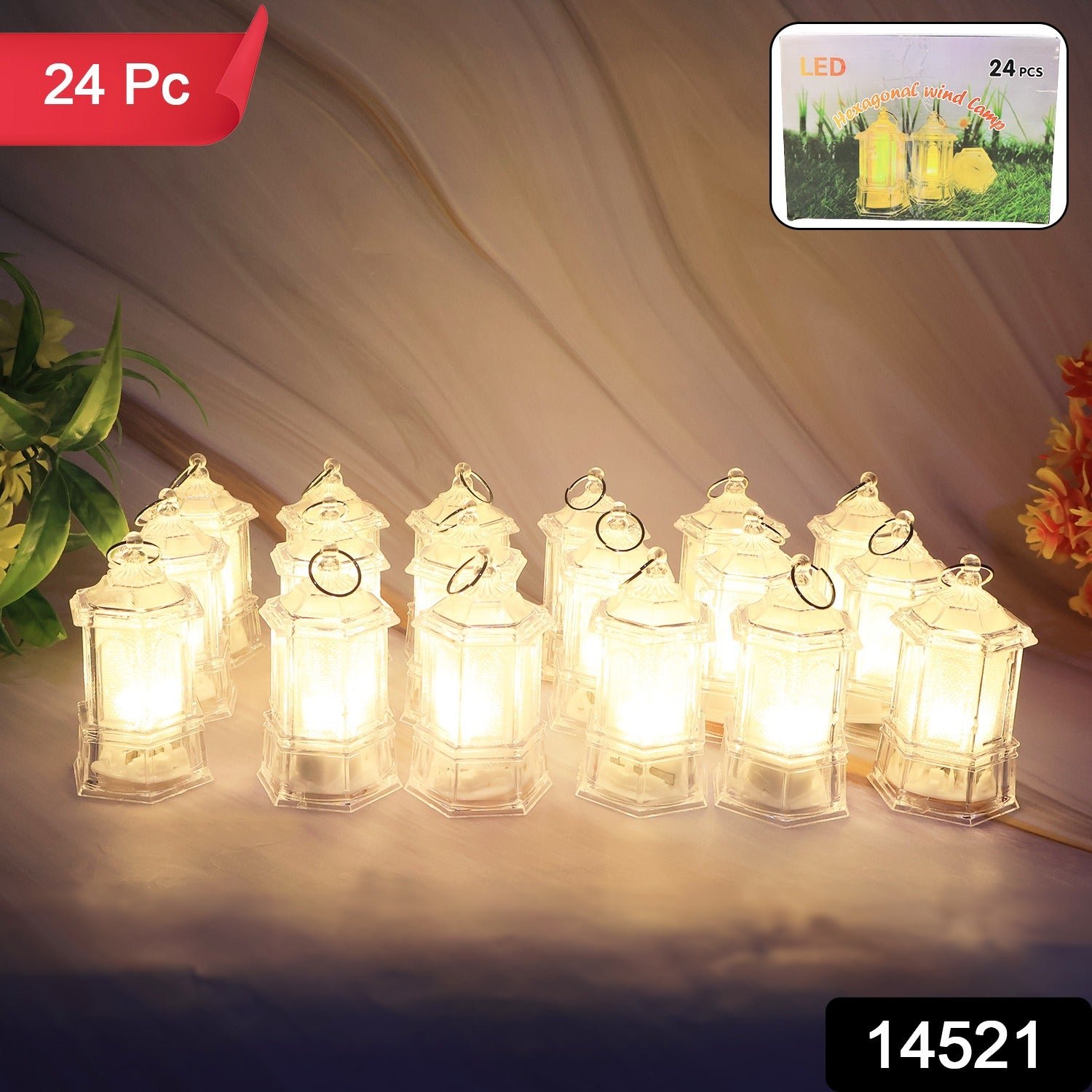 LED Decorative Lantern Lights – Set of 24 Flameless Hexagonal Lamps