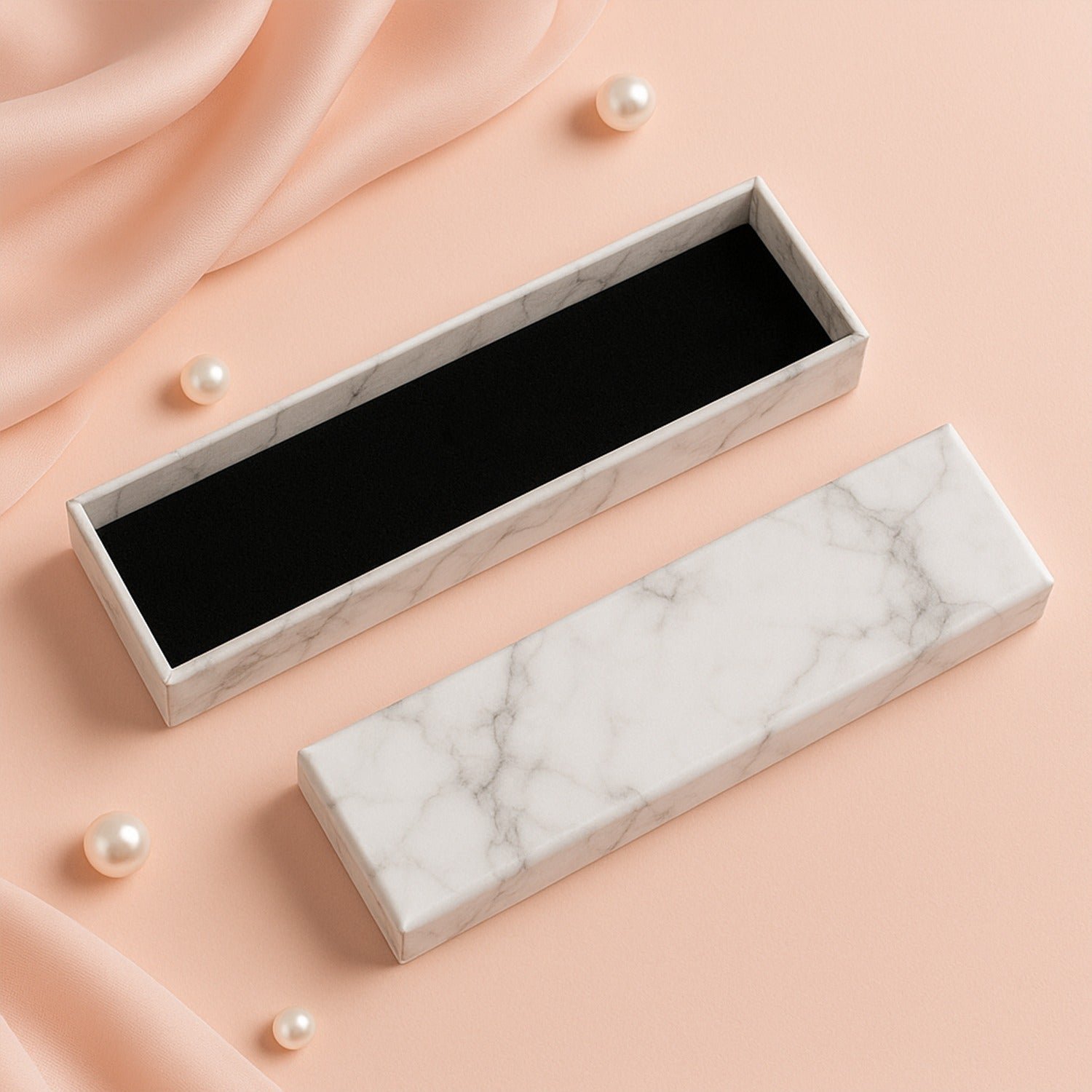 Jewelry Gift Box – Marble Finish Velvet Insert for Bracelets 21x5cm