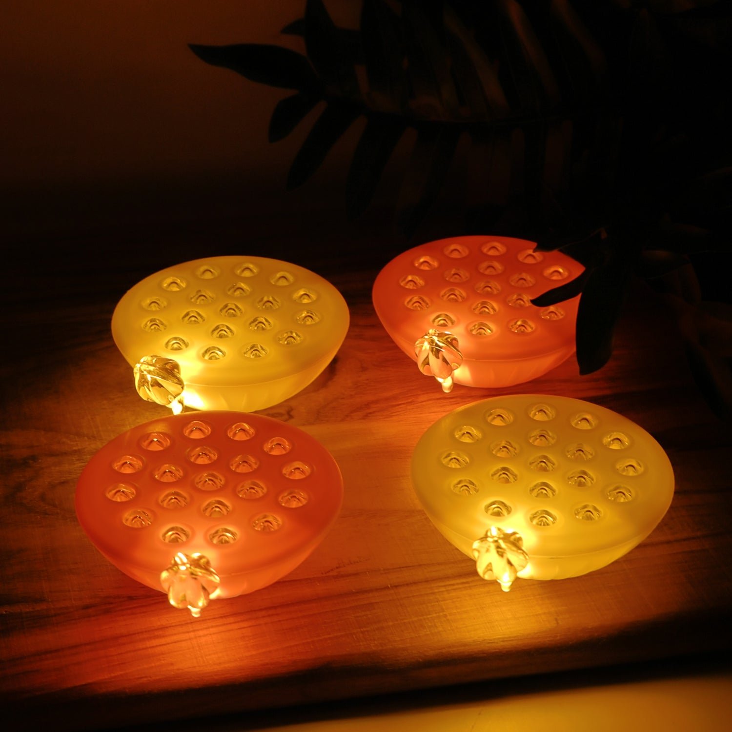 Lotus Canopy LED Decorative Lamps – Set of 4 Multicolor Lights