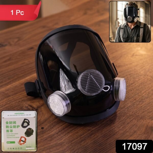 Full Face Safety Respirator Mask – Dual Filters & Clear Visor for Protection