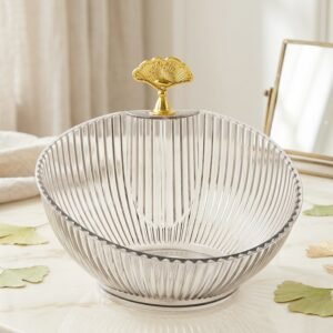 Decorative Plastic Fruit Bowl – Elegant Gold Accent for Dining