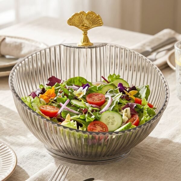 Decorative Plastic Fruit Bowl – Elegant Gold Accent for Dining
