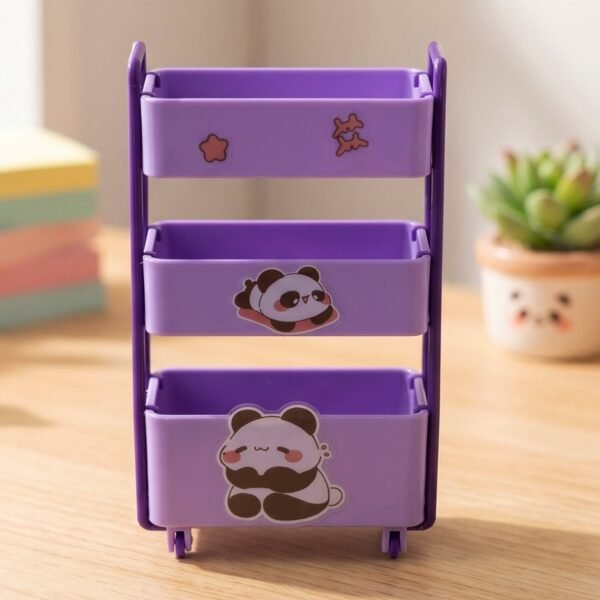 Mini Storage Trolley – 3-Tier Desk Organizer with Wheels for Kids and Office