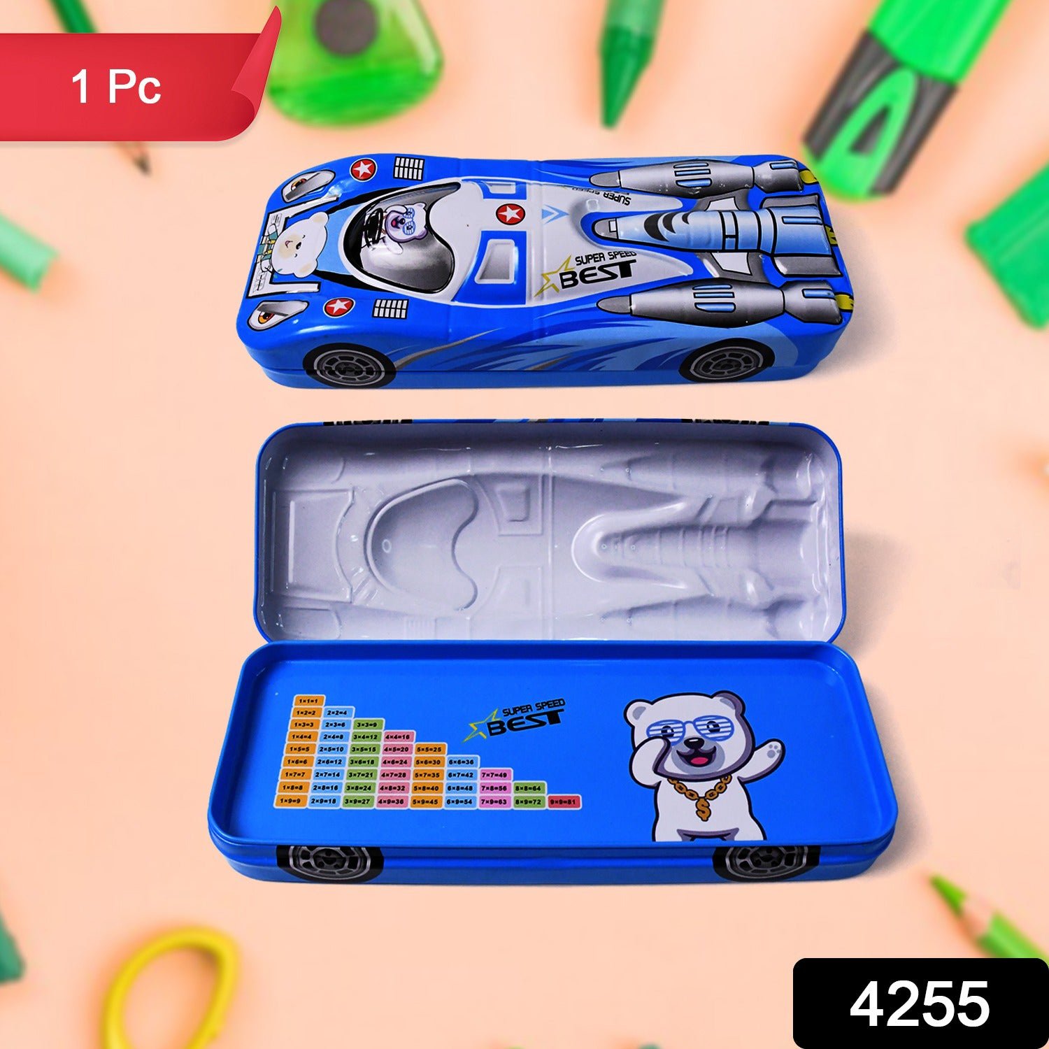 Car Shape Compass Box – Metal Pencil Case for Kids |
