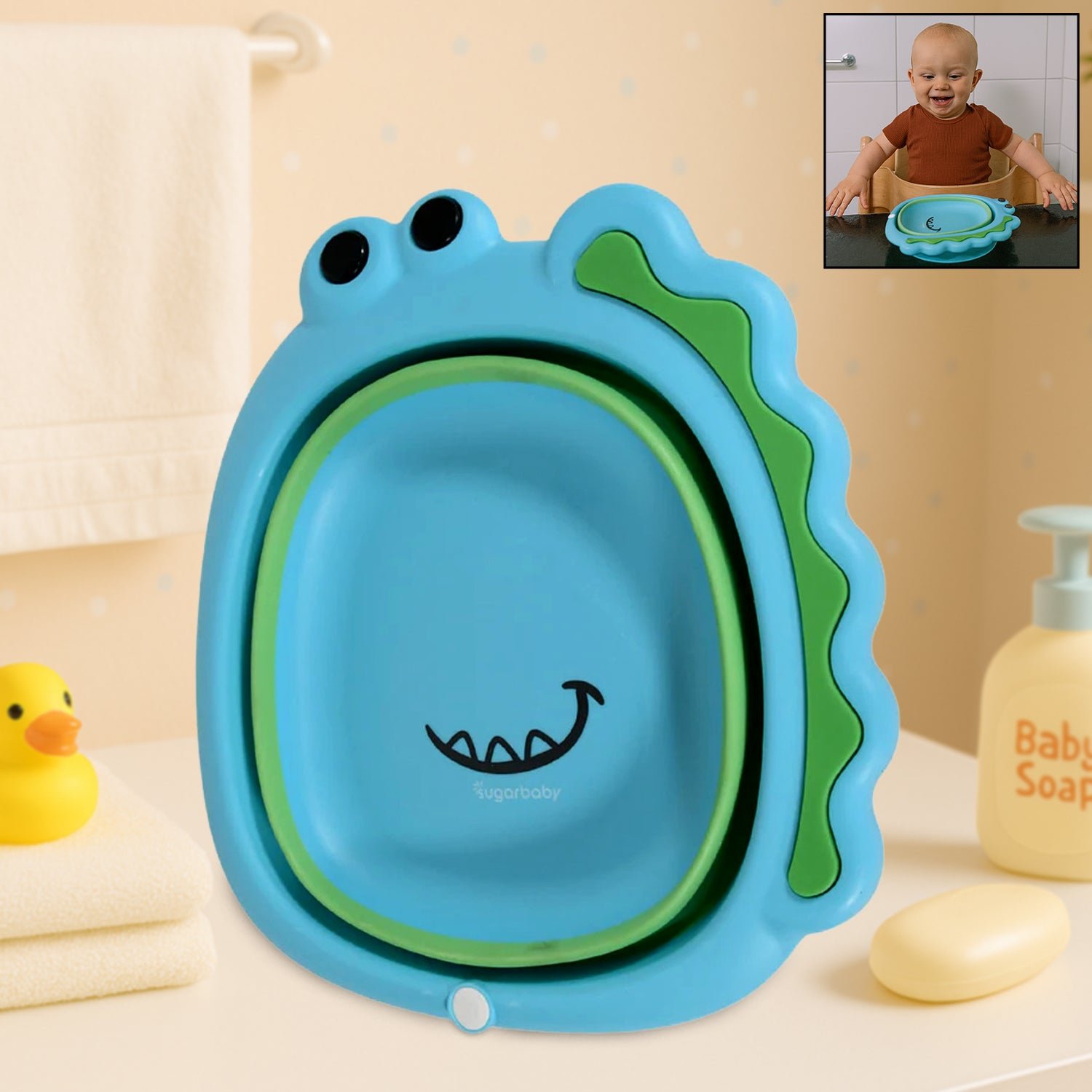 17513_frog_shape_baby_wash_basin Foldable Baby Wash Basin – Space-Saving Frog Design | Bath Verse