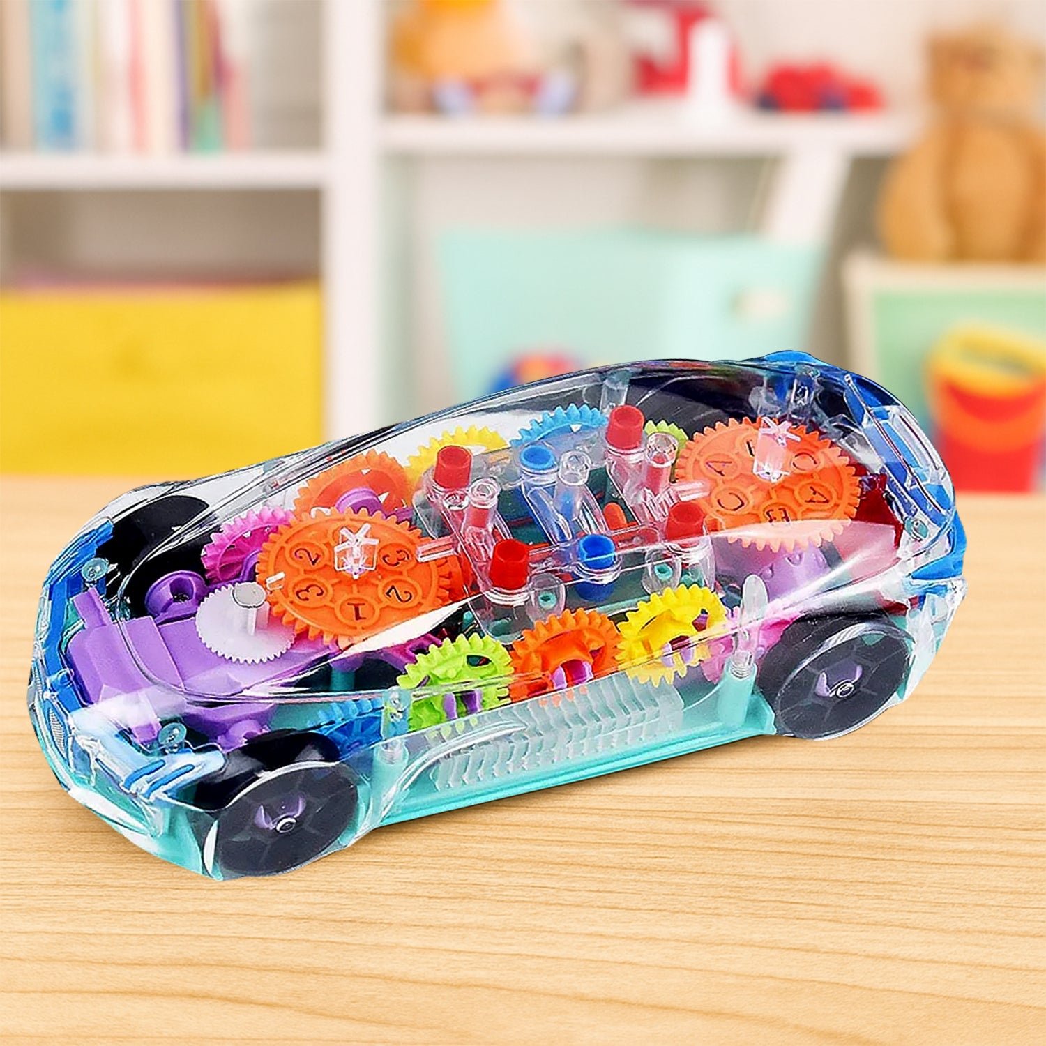 Gear Car Toy – Transparent, Musical & 3D Lights for Kids | Spark Tots