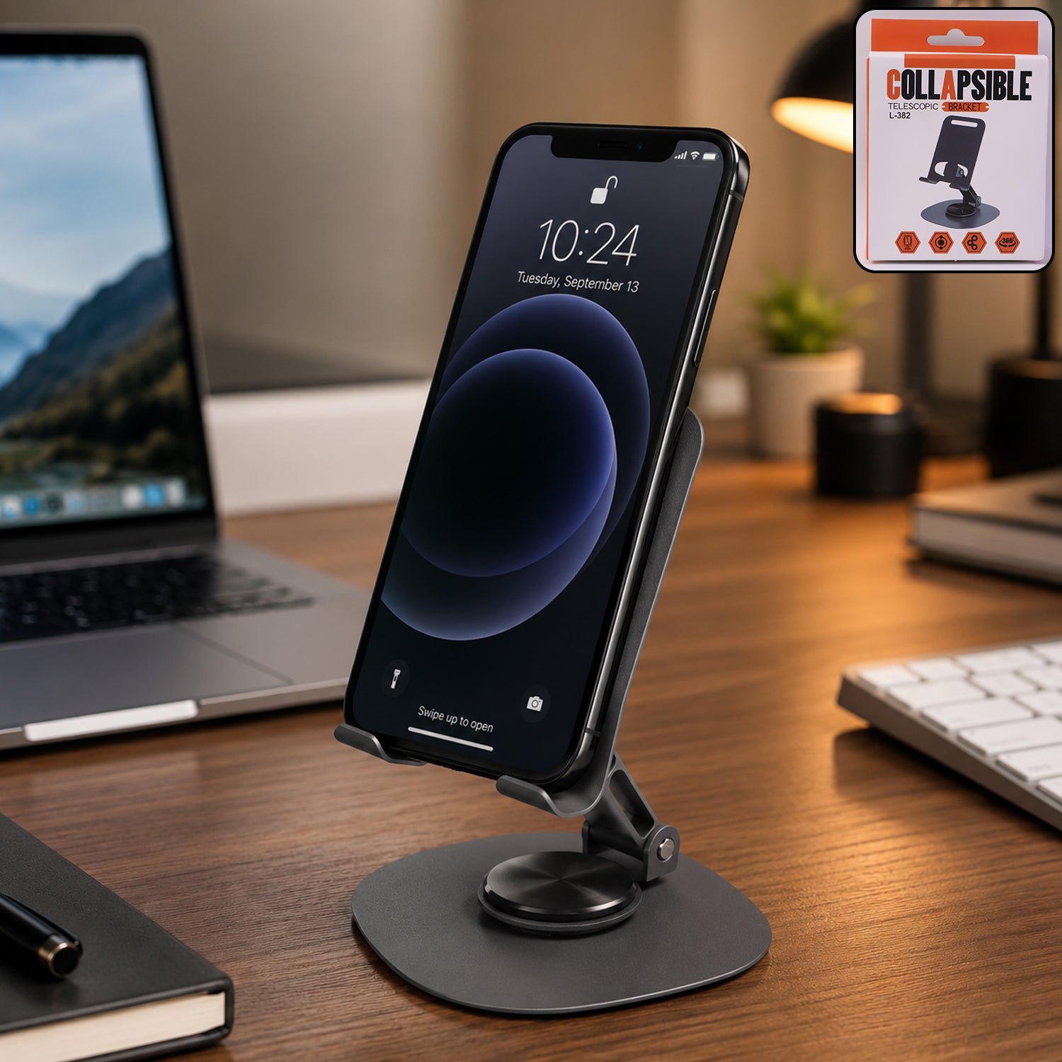 Foldable Mobile Stand – 360° Rotatable & Portable Metal Holder