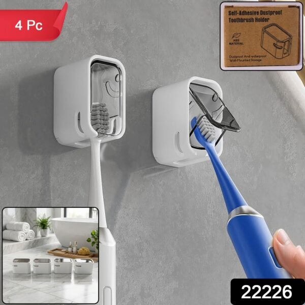 Self Adhesive Dustproof Toothbrush Holder – Space-saving Wall Mount