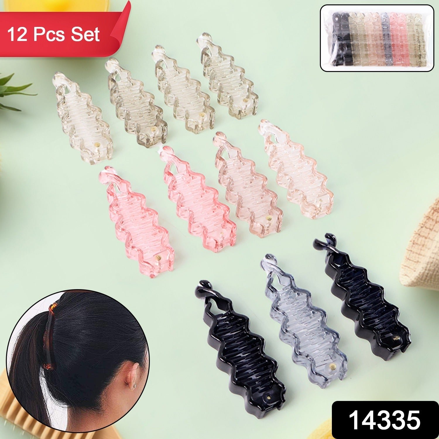 Hair Claw Clips – Strong, Non-Slip Plastic Clips (12 Pc, Mix Color)