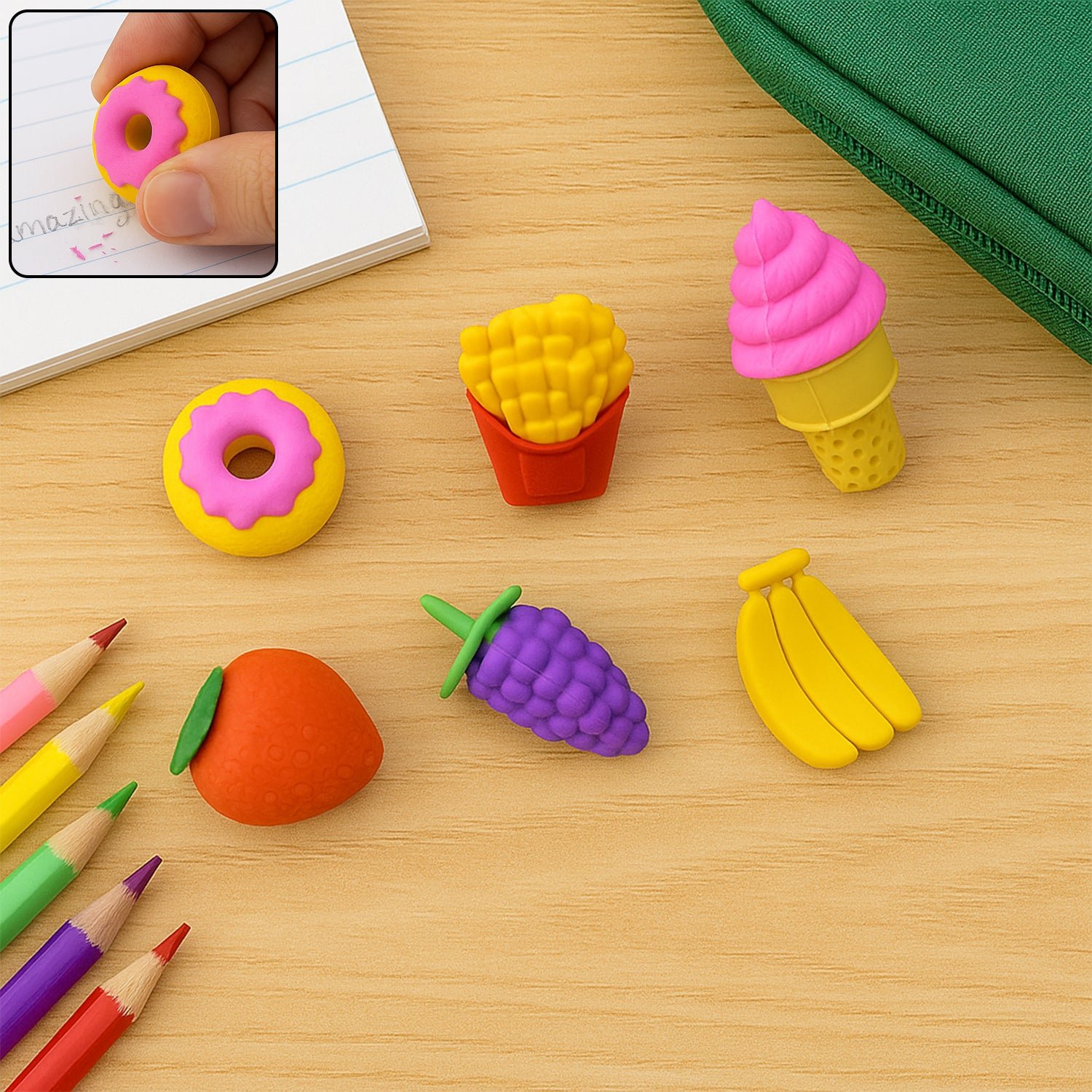 Kids Eraser Set – Fun 3D Food Novelty Erasers | Craftily