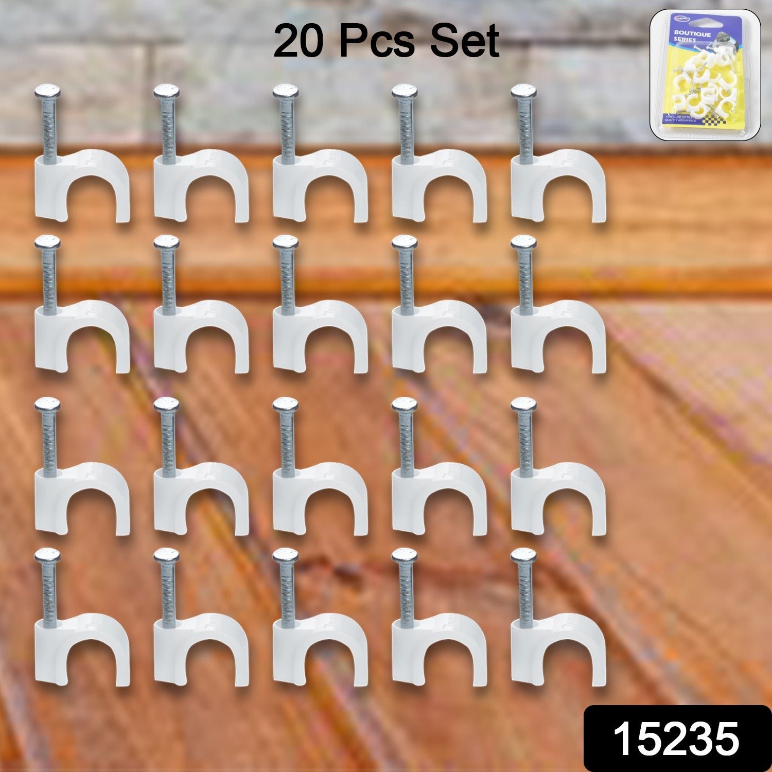 Plastic Cable Clips – Durable Steel Nail Wire Holders, 20 Pcs