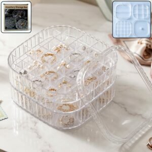 18369a56-46ab-4329-94c2-8463b1551412 Jewellery Storage Box – 3 Layer Clear Organizer for Small Accessories