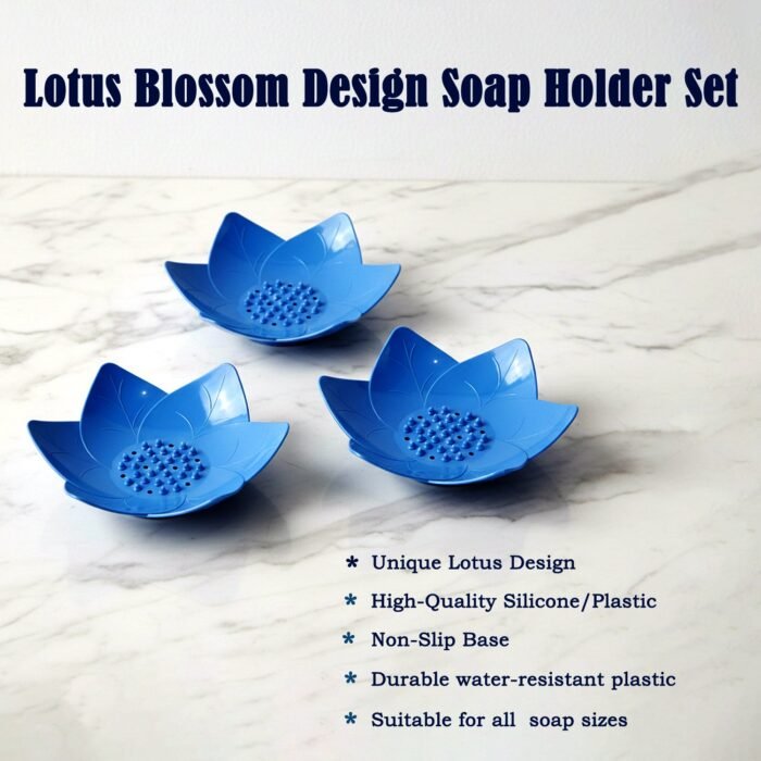 Lotus Blossom Soap Holder Set – 3-Piece Fast Drain Soap Dish