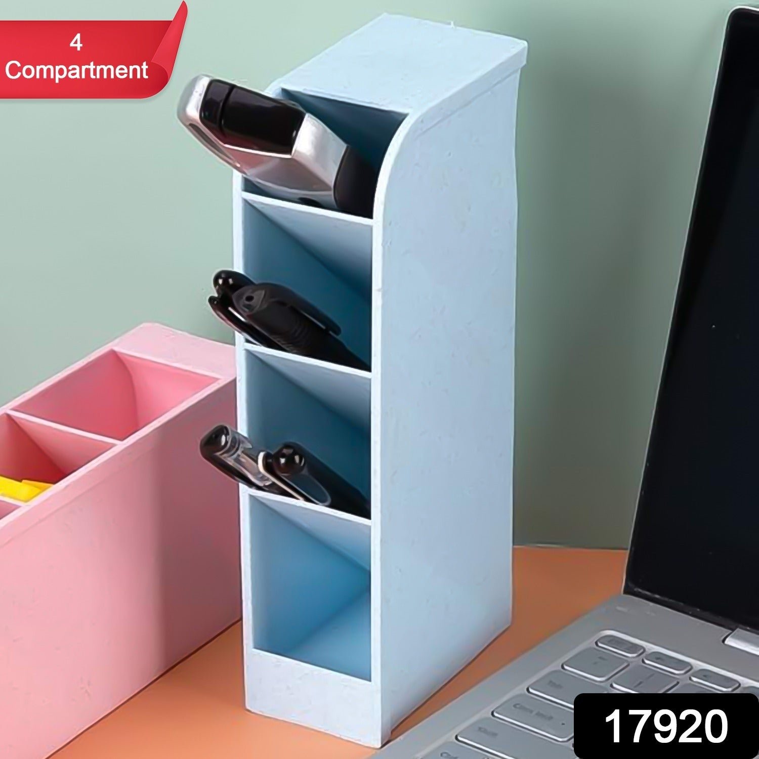 Desktop Pen Holder – 4 Comp. Stationery Organiser for Office | VoltDesk
