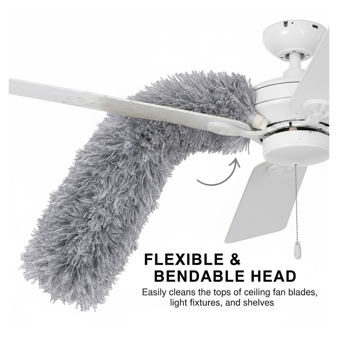 Microfiber Duster – 100-Inch Extendable Handle | Velvet Wipe