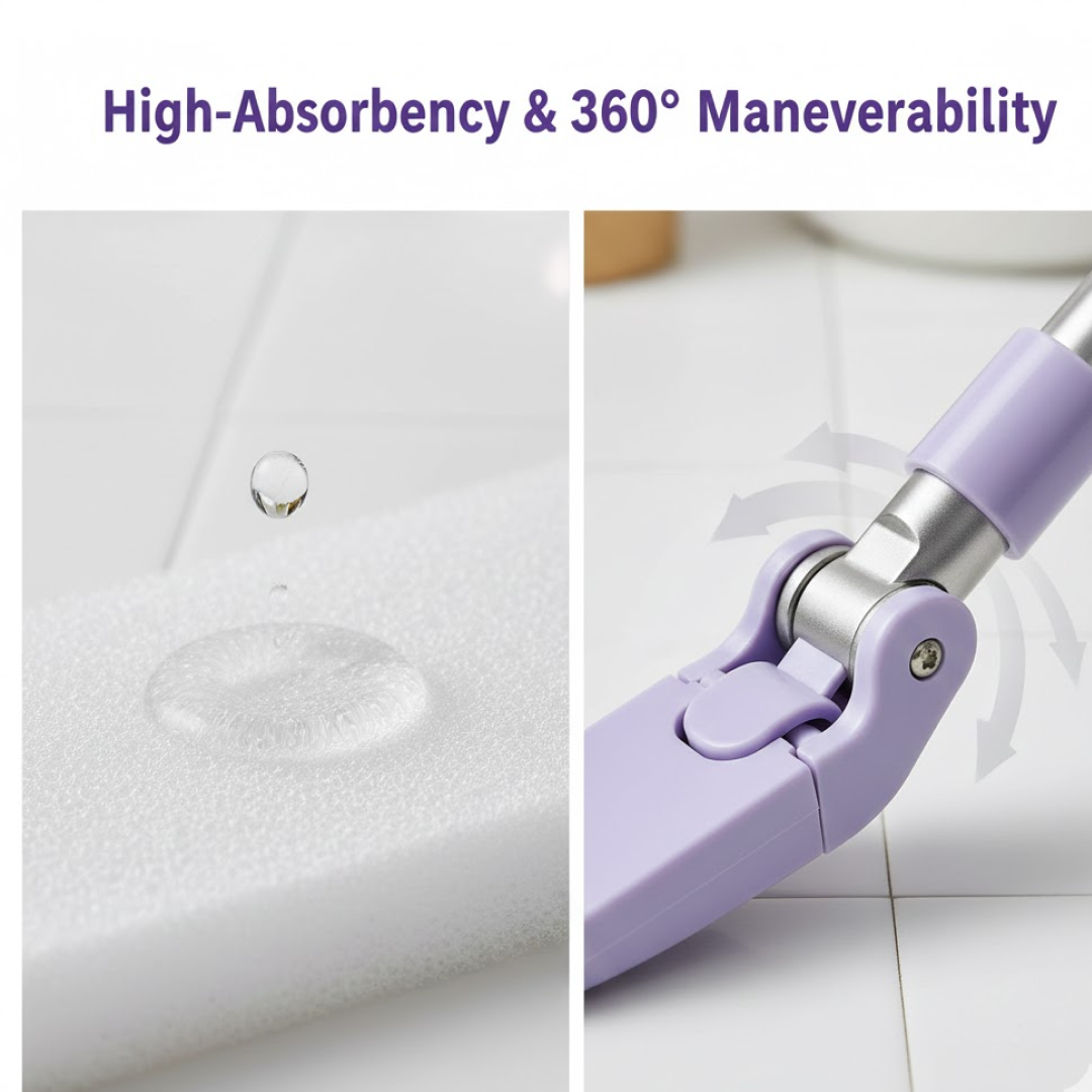 Mini Mop with Automatic Cloth Change & Push-Pull Handle | Velvet Wipe
